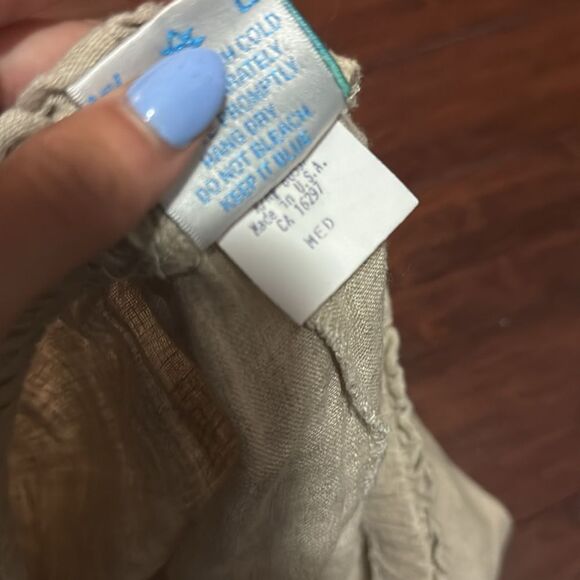 Khaki Drawstring Shorts - Linen Brand New - Pockets - Size Medium - Picture 5 of 5